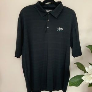 Nike Golf Dri Fit Navy Black Short Sleeve Corporate Logo Polo Size L Mens